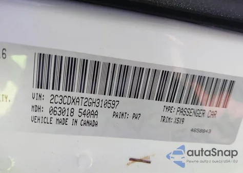 2016 Dodge Charger Police из США, поврежденный, VIN 2C3CDXAT2GH310597